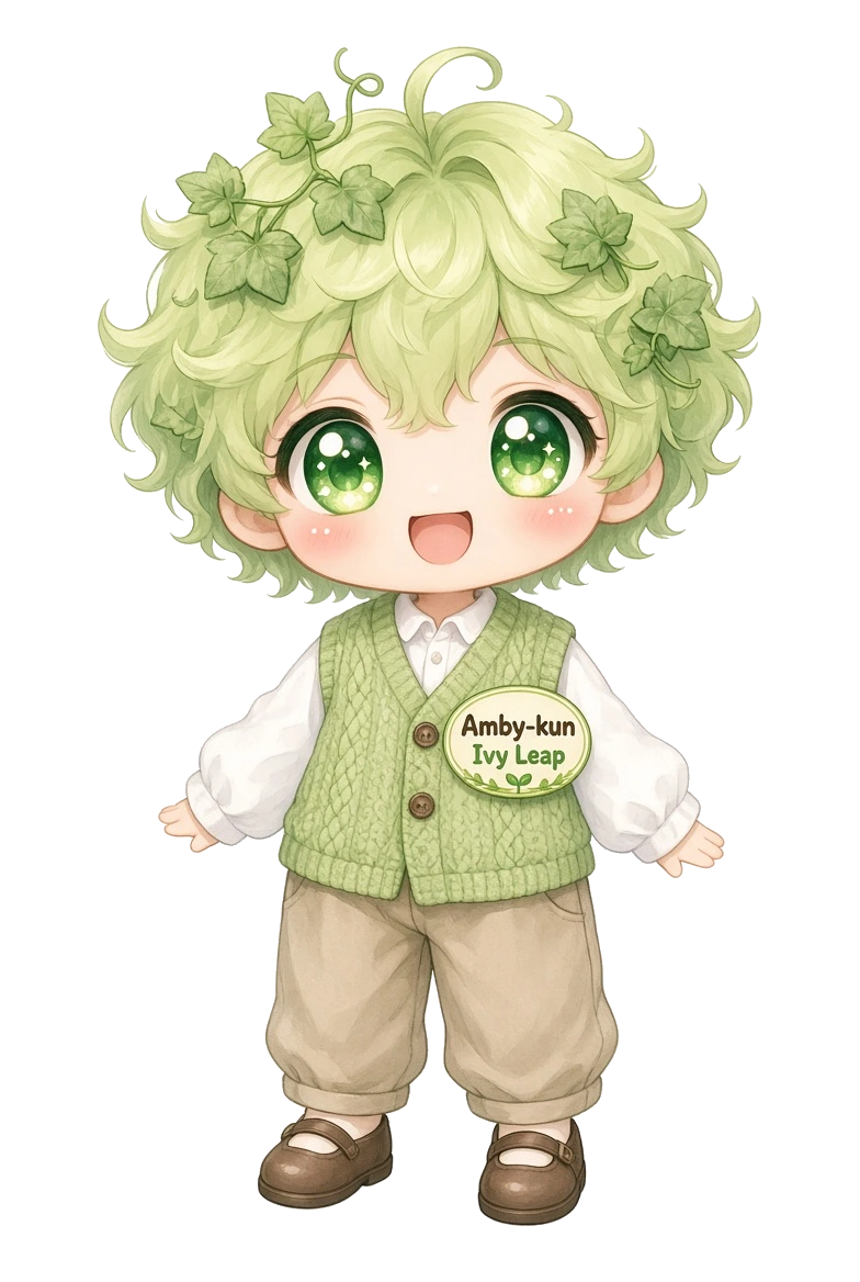 黄緑のベストを着たアイビーくん