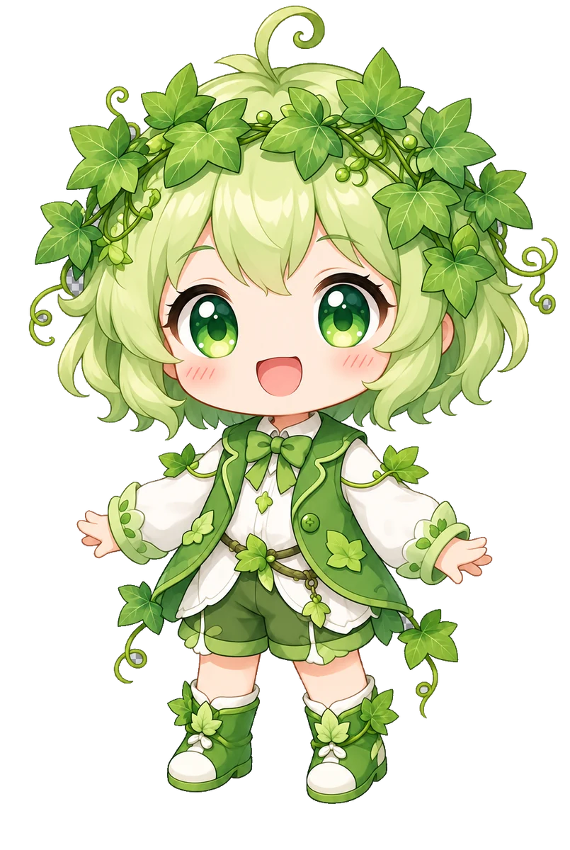 葉っぱの冠をつけたアイビーちゃん